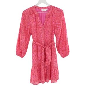 Vineyard Vines Mini Dress Floral Block Print XS Pink Red